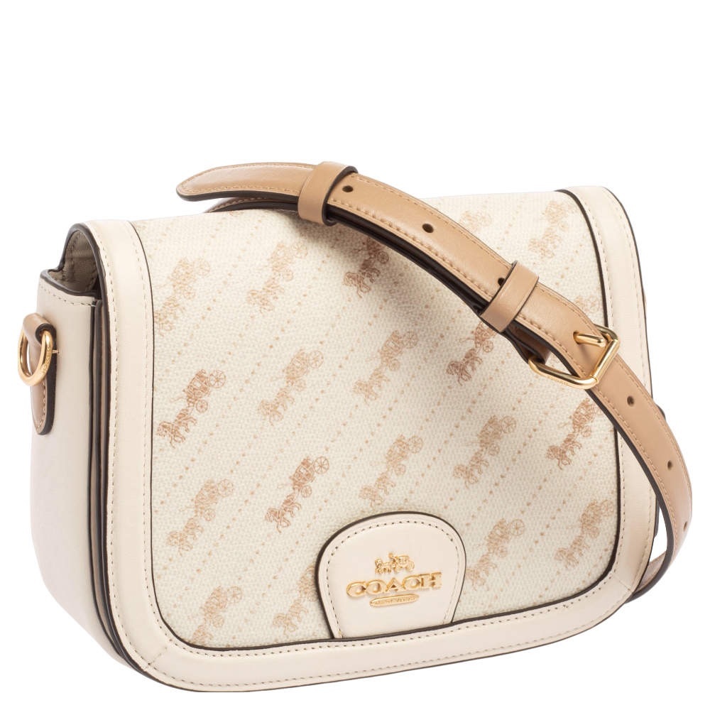 Coach Cream Crossbody Bag with Flap Closure
